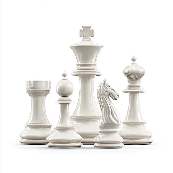 チェスの駒、キング・クイーン・ポーン、チェスのアートプリント、白黒