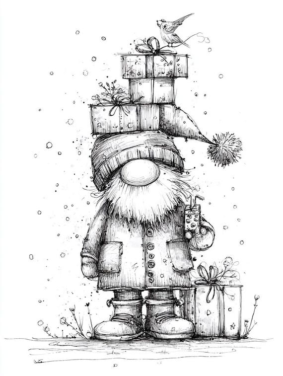 サンタギフトアート、落書きサンタ、インクサンタアート、気まぐれな