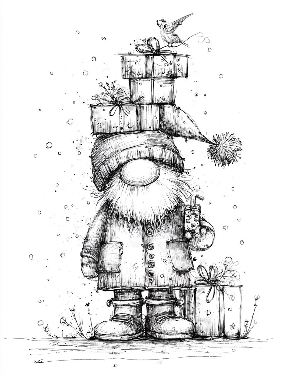 サンタギフトアート、落書きサンタ、インクサンタアート、気まぐれな