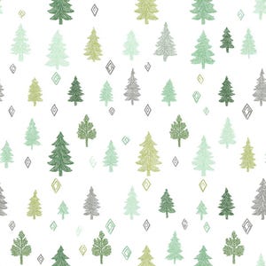 Green Trees, Forest Art, Evergreen Print, Tree Pattern, Pine Decor, Woodland, Nature Theme, Rustic Trees, Holiday Forest