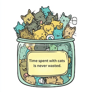 Frasco de gatitos, cita de gato, impresión de gatitos, selección diaria de gatos, lindo regalo felino, arte de frasco de felicidad, decoración para amantes de los gatos, frasco de selección, imágenes JPG