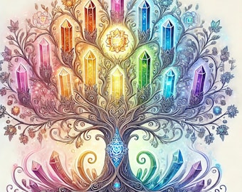 The Chakra, Rainbow Crystals, Healing Crystals, Mystical clipart, Magical Clipart, Crystal clipart, JPG images, Ethereal,