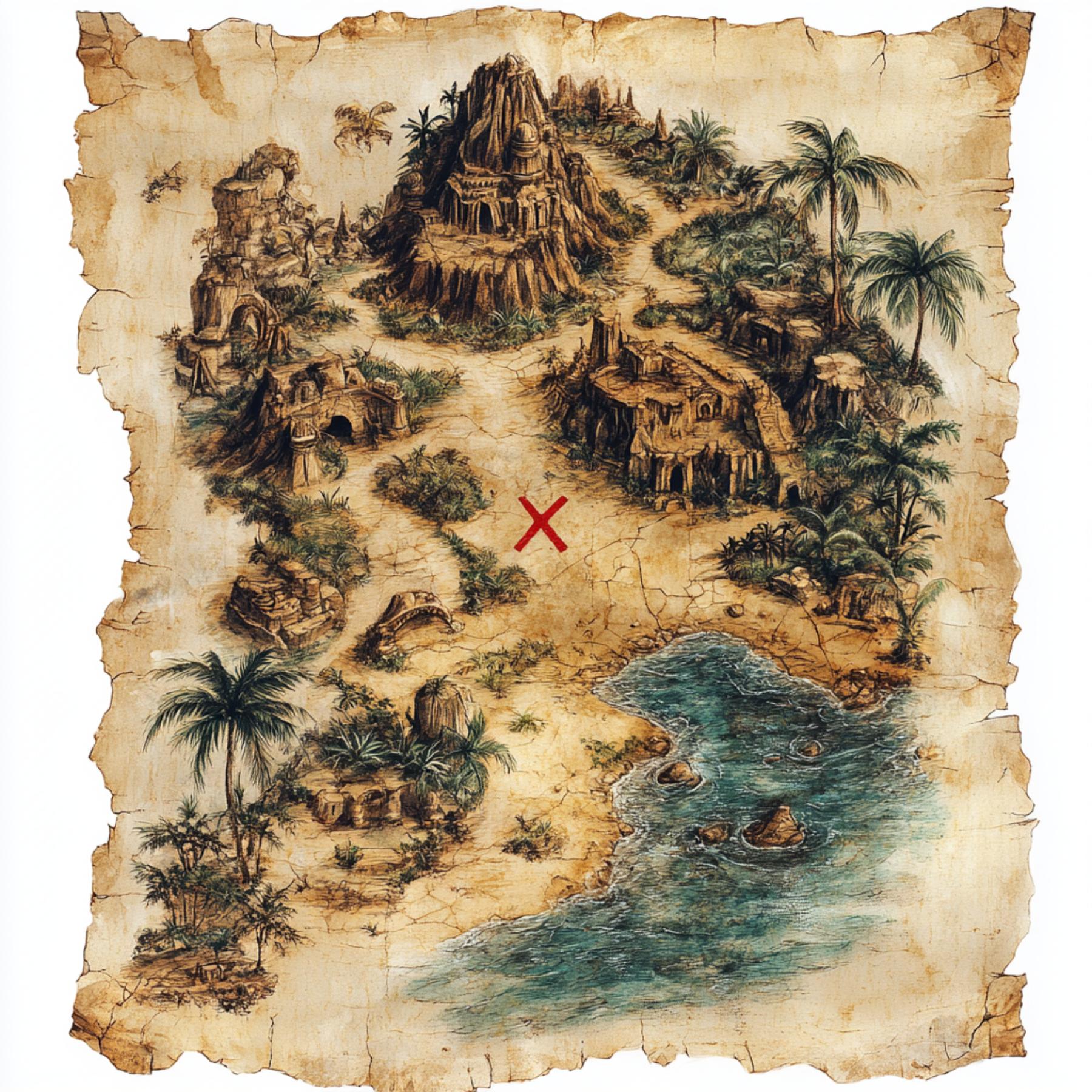 Treasure Map, Pirate Map, Old Map Art, X Marks Map, Vintage Map ...