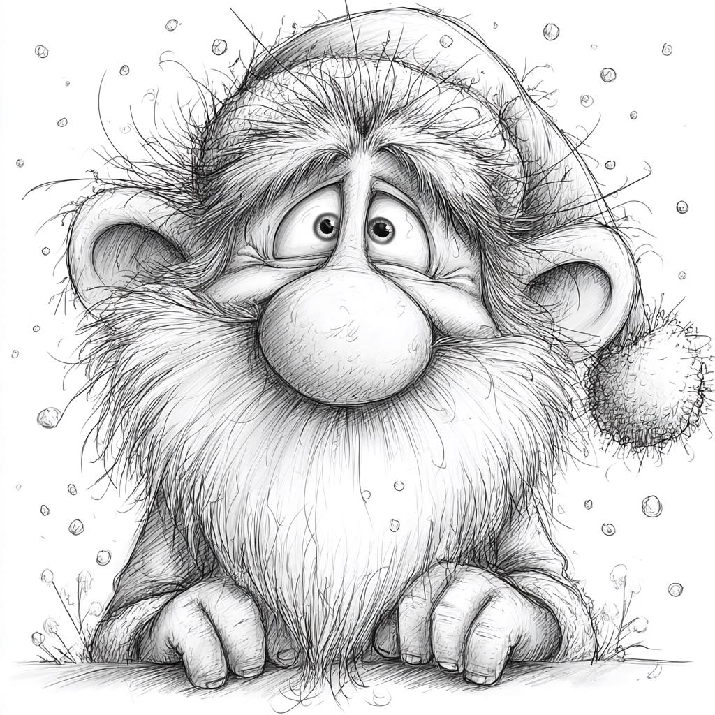 Santa Sketch, Christmas Art, Jolly Santa, Holiday Drawing, Santa