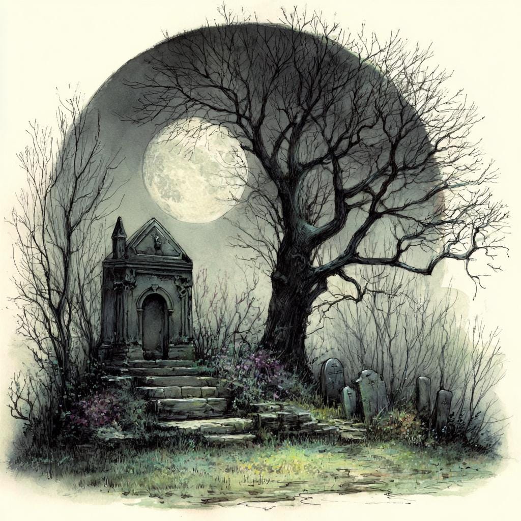 Graveyard Art, Haunted Scene, Gothic Graveyard, Tombstone Stairs ...