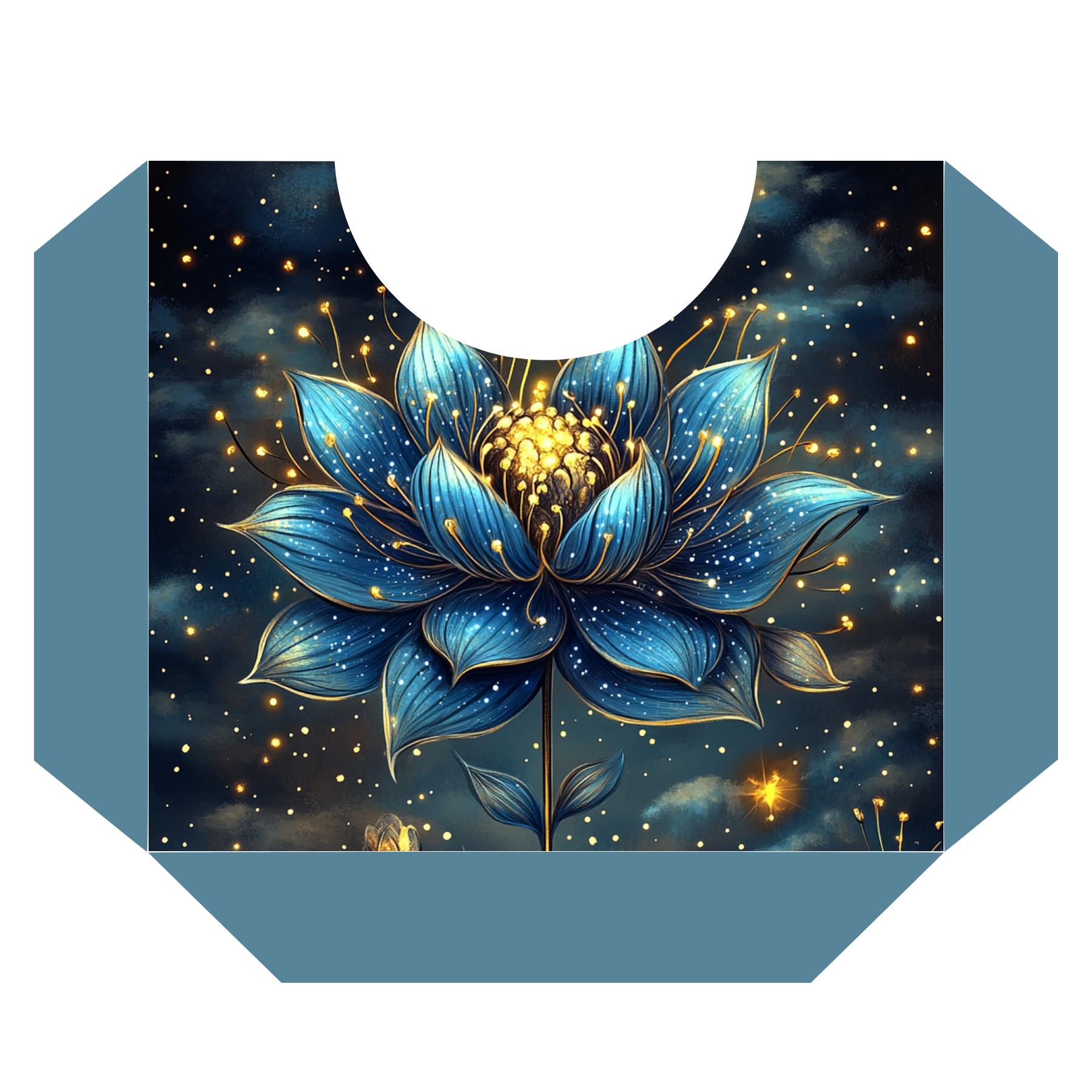 青い蓮、光る花、夜の花、宇宙の蓮、星明かりの花びら、夢のような花