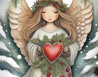 8 Whimsical Christmas Angels Set 2, 8 High Quality PGNs Digital Download - Card Making, Mixed Media, Digital Paper Craft