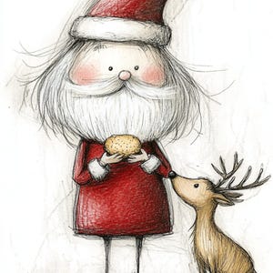 Arte de Papai Noel, Arte de Rena, Clipart de Natal, Diversão de Natal, Amor por Biscoitos, Desenho de Papai Noel, Alegria de Inverno, Natal Fofo, Dupla Festiva, imagens jpg