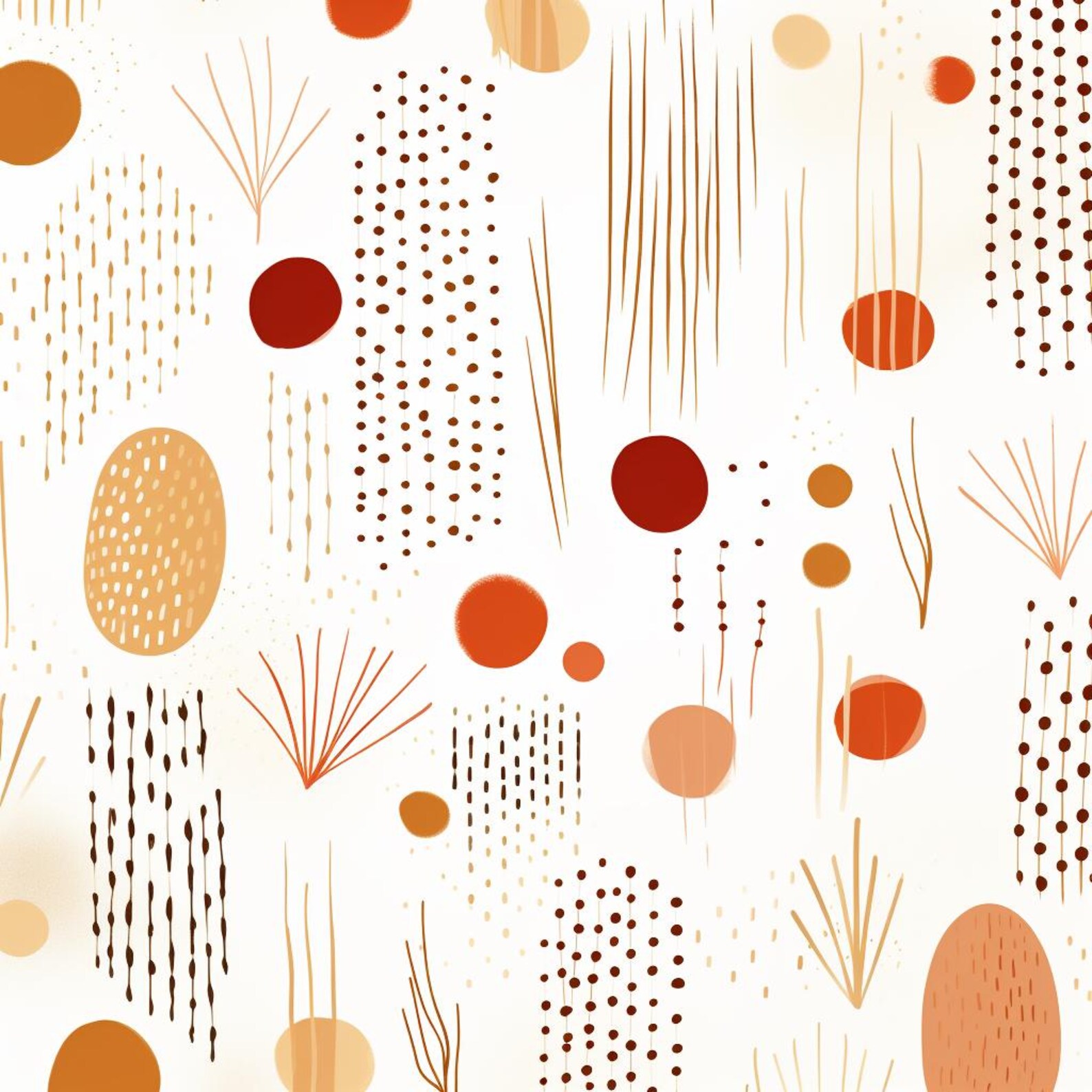 Abstract Scandinavian Folk Art Pattern | Mid-century Botanical ...