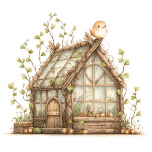 Casa Caprichosa, Arte de Estufa, Casa de Fadas, Casa da Natureza, Cabana Rústica, Verde Aconchegante, Charme da Floresta, Estilo Cottagecore, Estilo de Jardim