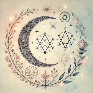 20 Simboli mistici clipart, Immagini mistiche, Immagini magiche, Stelle, lune crescenti, costellazioni, simboli alchemici, immagini JPG