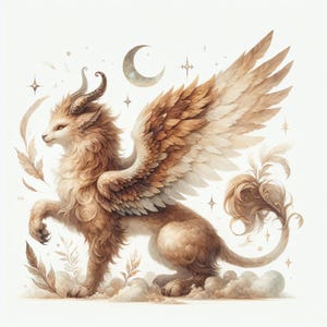 Il Grifone, Creature mistiche, Creature magiche, Animali fantastici, Immagini JPG, 300 dpi, Arti creative, Uso commerciale