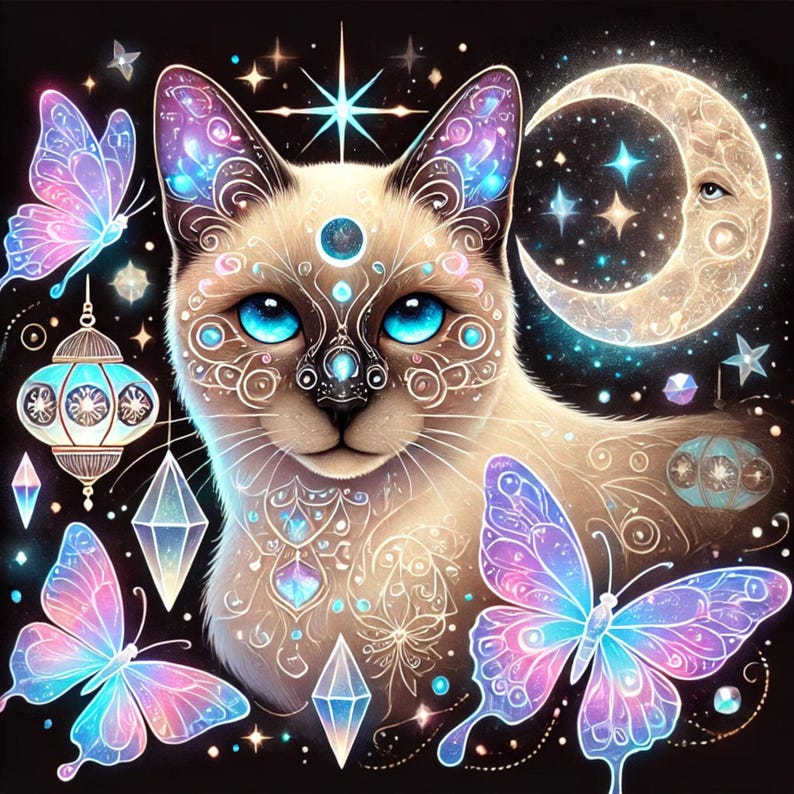 Crystal Mythical Cats, Crystal, Celestial, Whimsical Clipart, Ethereal ...