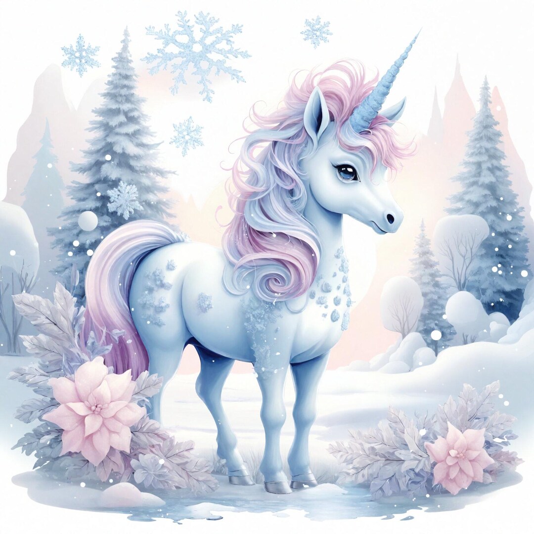 10 Winter Wonderland Unicorn Clipart | Set of 10 | High Quality 300 DPI ...