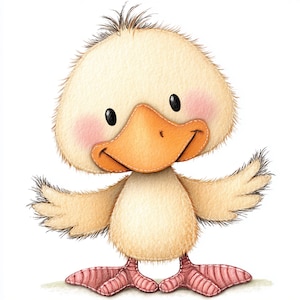 Patito adorable, arte de patito bebé, clipart de pato amarillo, ilustración de pato, guardería de animales, pato de dibujos animados, pajarito, pollito peludo, PNGs