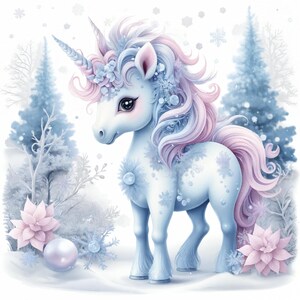 10 Winter Wonderland Unicorn Clipart | Set of 10 | High Quality 300 DPI ...