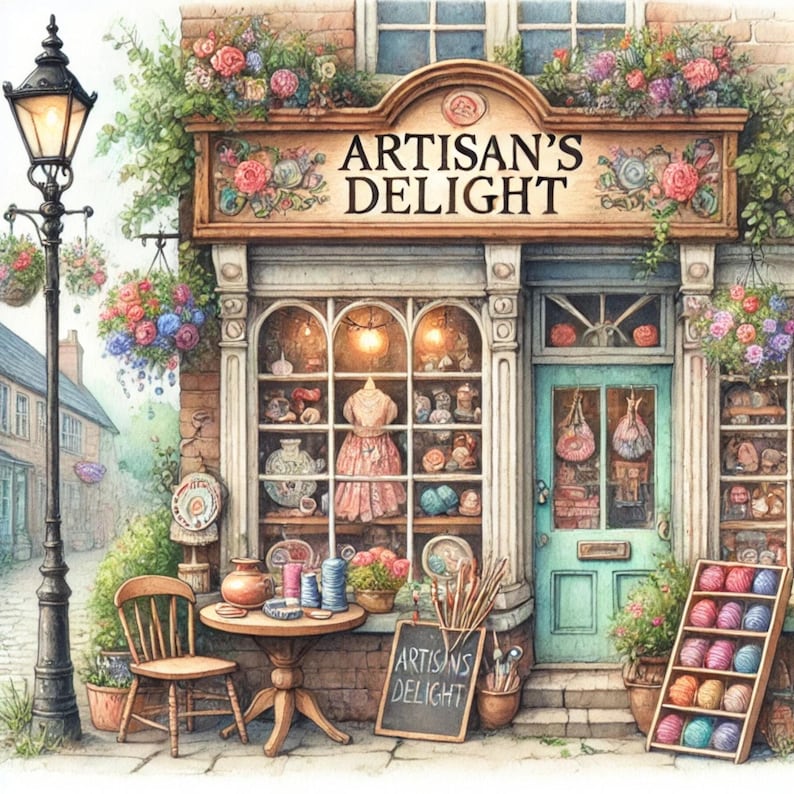 Whimsical Craft Shop CLIPART, Creative Boutique Storefronts, Cozy ...
