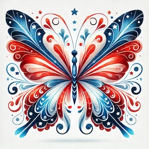 Patriotic Butterflies, butterfly JPG, butterfly graphic, butterfly decal, butterfly illustration, butterfly sticker, scrapbooking, Ephemera,