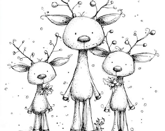 Clip art de ciervo caprichoso, arte minimalista de cervatillo del bosque, animales en blanco y negro, ilustración de bosque escandinavo