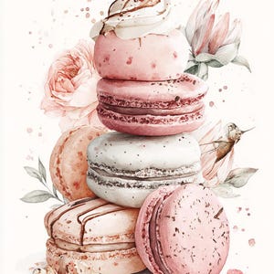 pastelkleurige macarons, bloemendessert, bessensnoepjes, Franse koekjes, romantische lekkernijen, gastronomische bakkerij, elegant gebak, zoet gebak, geschenkdoos