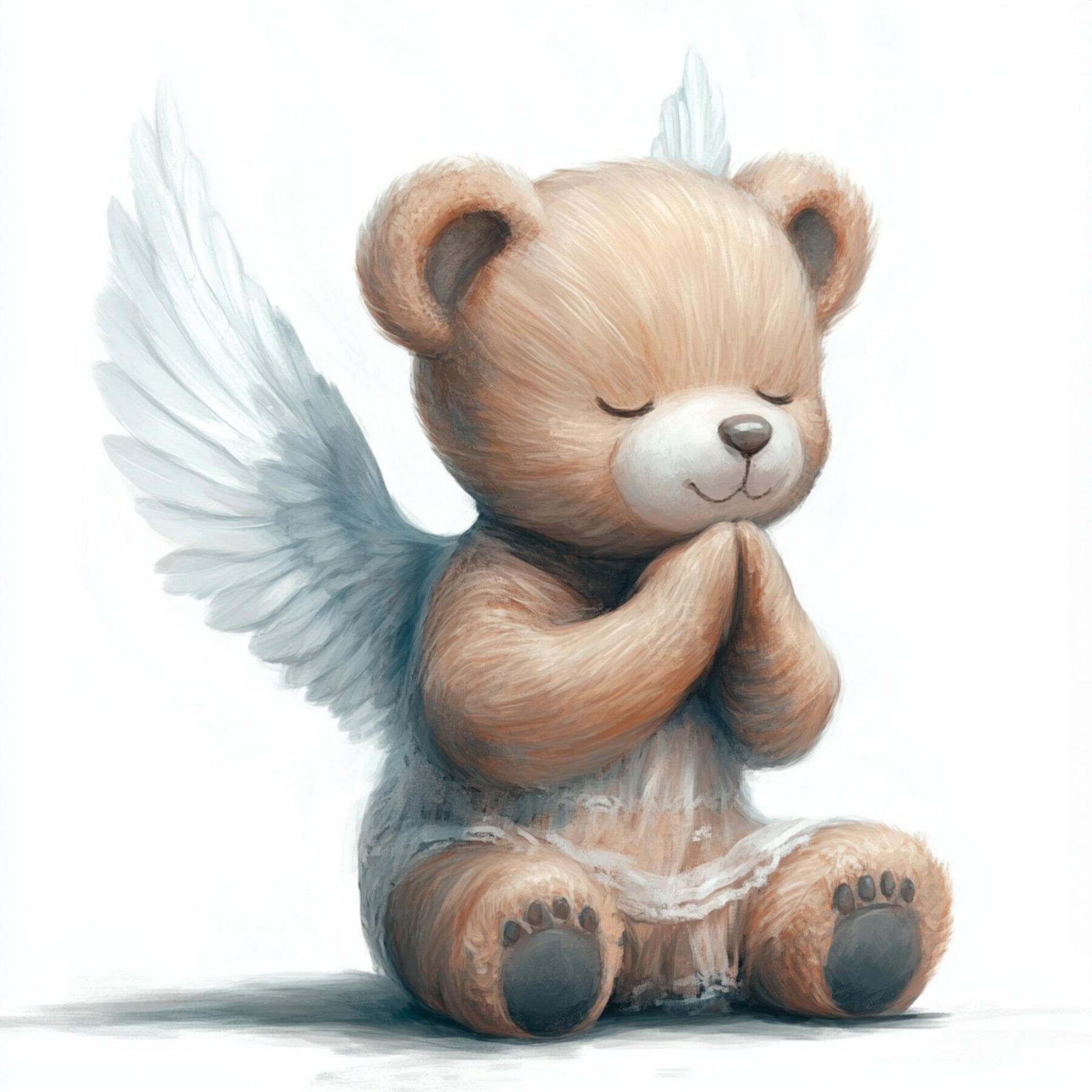 Whispers of Heaven, Angel Teddy, Cute Bear Art, Praying Bear, Baby