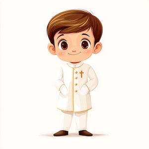 bambino della prima comunione, clipart di bambino carino, clipart di abito bianco, arte di eventi cattolici, figura di bambino religioso, arte dell'abito da chiesa, bambino della prima comunione,