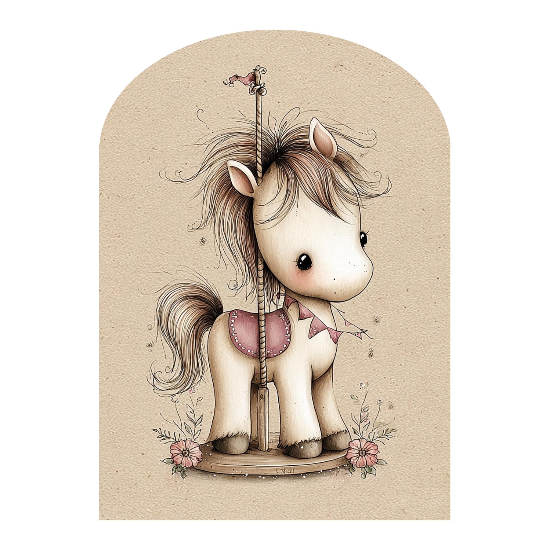 かわいいポニーアート、メリーゴーランドのポニー、赤ちゃん馬の写真