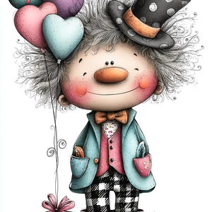 Heartstrings, Whimsical Valentine Boy PNG Set, Cute Bench Scene Clipart ...