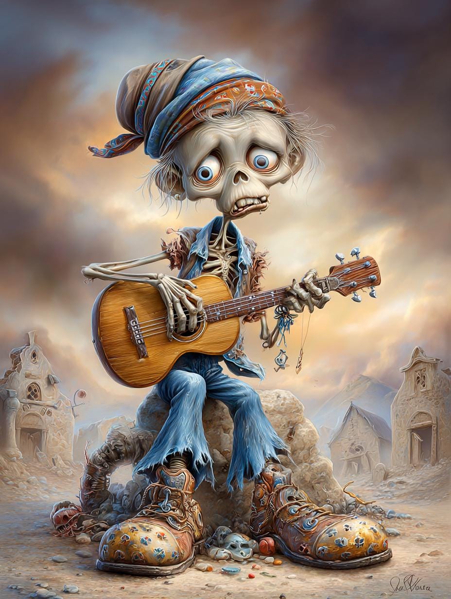 Undead Zombie Rapper Zombie Guitarist, Undead Rocker, Ghoul Musician, Creepy Guitar ...