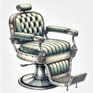 Hairdressing, barber tools art, hair salon clipart, watercolor hair art, vintage barber chair, hairstyling essentials, JPG images, 300dpi