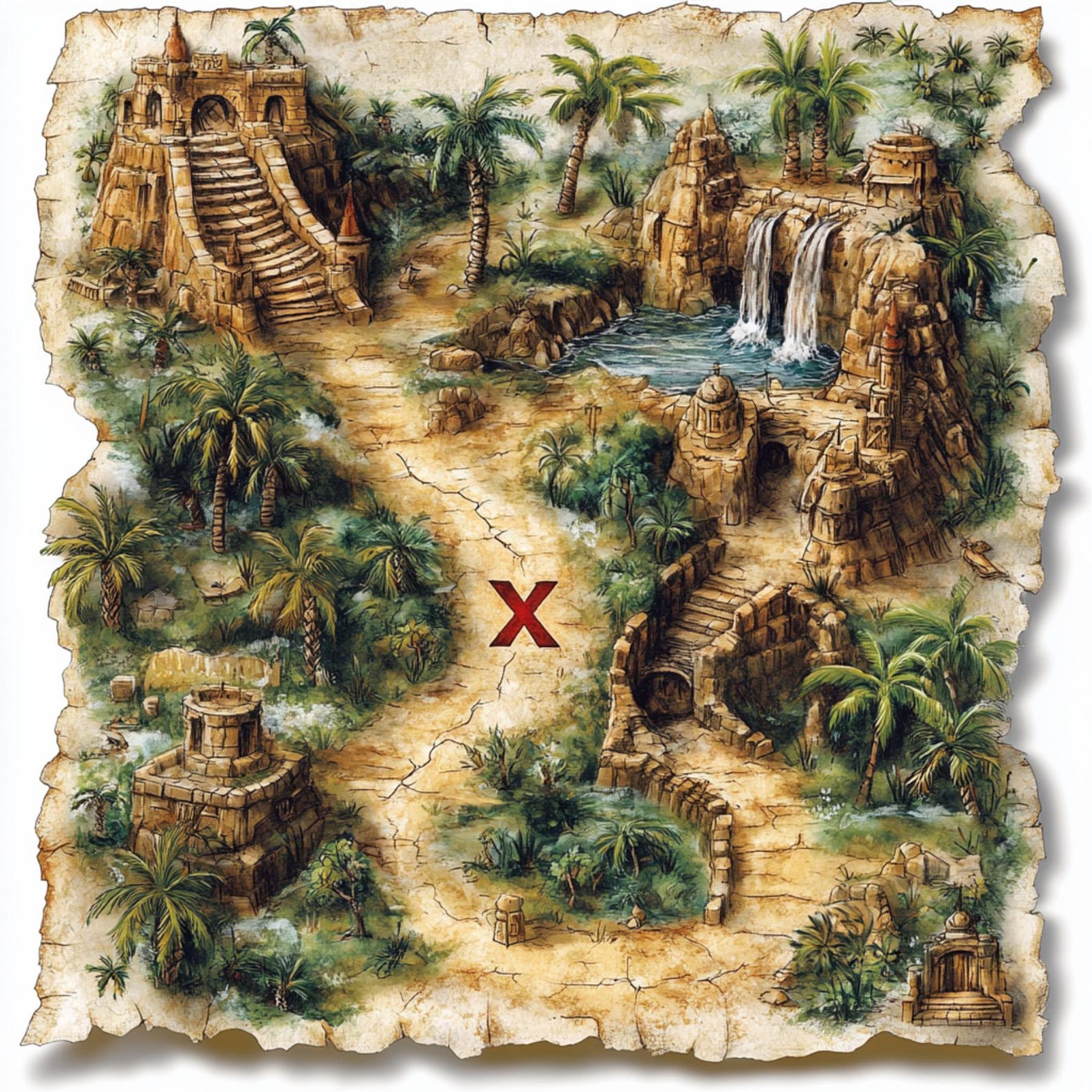 Treasure Map, Pirate Map, Old Map Art, X Marks Map, Vintage Map ...