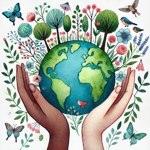 Día Mundial de la Tierra, clipart del Día de la Tierra, arte ecológico, diseño para salvar la Tierra, arte del planeta Tierra, clip de amor por la naturaleza, clip de un mundo verde, imágenes JPG
