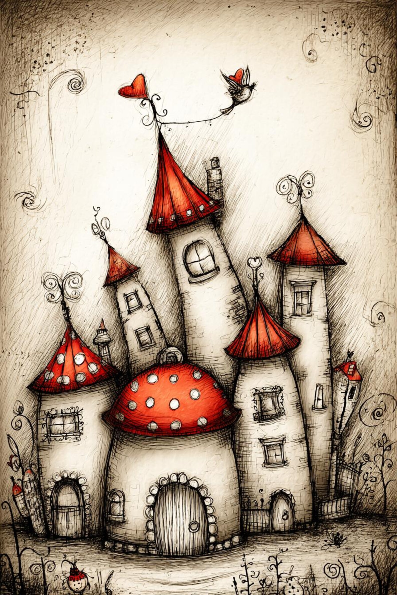 Spooky Rooftops Whimsical Houses, Spooky Village, Gothic Cottage, Eerie Rooftops ...