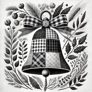 10 cliparts de cloches de Noël, patchwork, sonnerie de cloche, cloches d'église, ambiance de Noël, clipart thème Noël, images JPG, 300 dpi