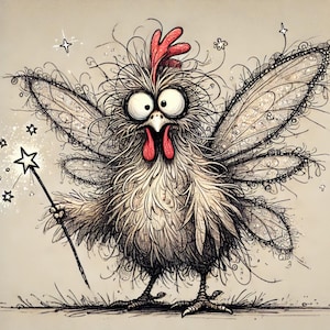Clipart poulet original, poulet drôle, oiseaux fantaisistes, animaux originaux, poulets de dessin animé, clipart humoristique, poulets drôles, images JPG