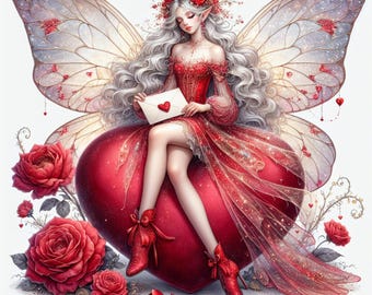 Valentine fairy, Fairy clipart, Fairy Images, Fantasy Art, Valentines Day, Romance, junk journals, ephemera, JPG images, 300dpi
