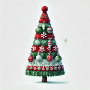 10 sapins de Noël tricotés, clipart arbre de Noël, clipart tendance, tricoteur, tricot, tricot de Noël, décorations de Noël, images JPG