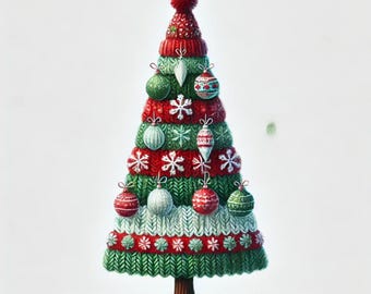 10 Knitted Christmas Trees, Christmas Tree Clipart, Trending clipart, Knitter, Knitting, Christmas Knitting, Christmas Ornaments, JPG images