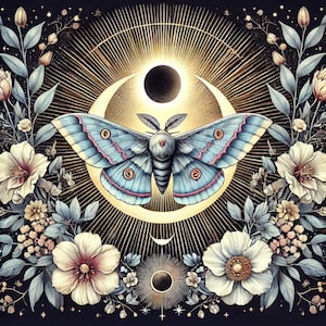 Papillon de nuit céleste, clipart fantastique, papillon de nuit, image céleste, clipart céleste, astral, cosmique, éthéré, galactique, images JPG, 300 dpi