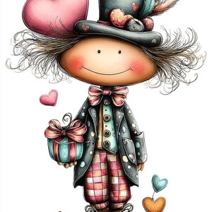 Heartstrings, Whimsical Valentine Boy PNG Set, Cute Bench Scene Clipart ...