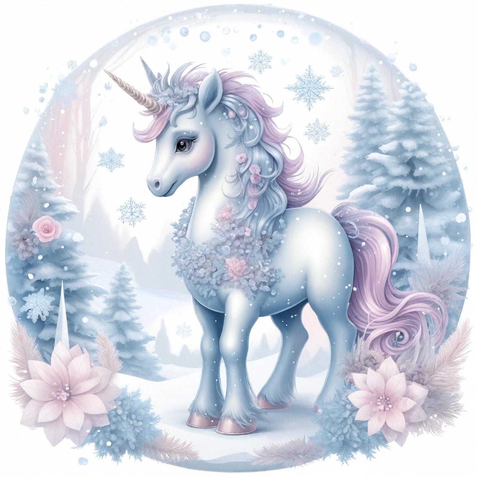 10 Winter Wonderland Unicorn Clipart | Set of 10 | High Quality 300 DPI ...