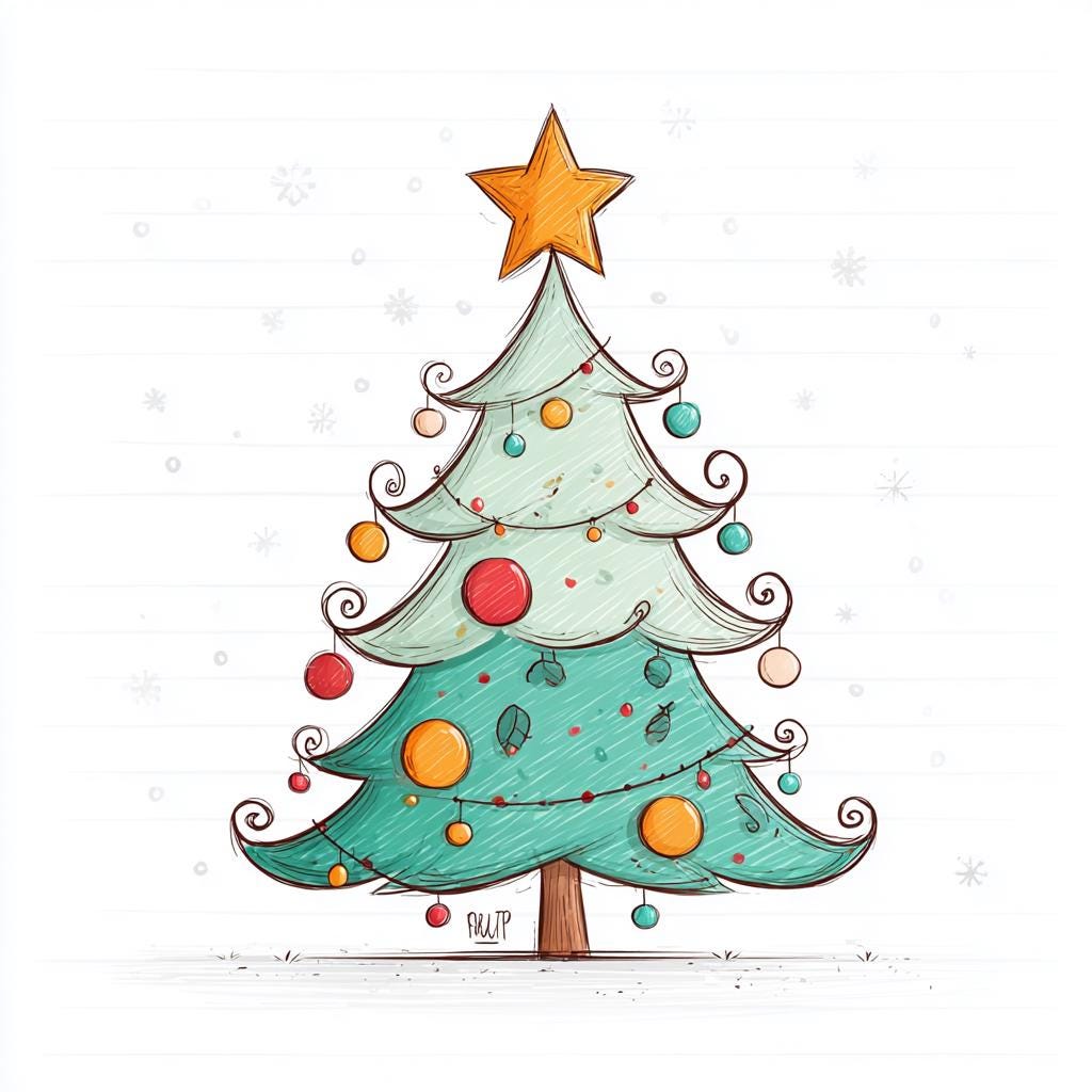 曲線的なクリスマスツリー、お祝いのツリーアート、不規則なツリーのプリント、子供向けのホリデーアート、クリスマスの装飾、手描きのツリー、面白いツリー カード、ツリーのイラスト、 - Etsy 日本, image size:1024x1024