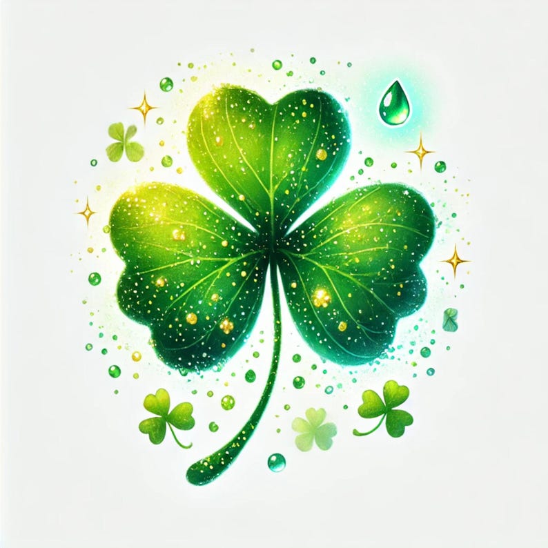The Shamrock, Luck of the Irish, Lucky Charm, St. Patrick's Day, Rainbows, Leprechaun, JPG images, 300dpi, whimsical clipart image 1