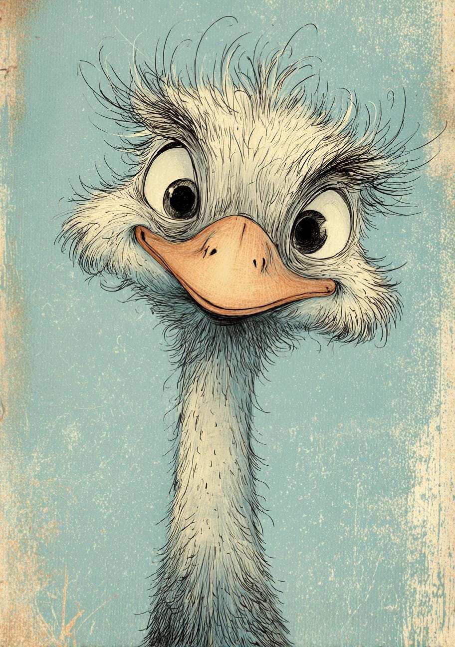 ダチョウの版画(額付き) ダチョウの版画(額付き)