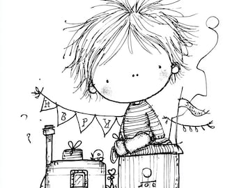Train Driver Art, Boy on Train, Birthday Train, Cute Train Boy, Sketch Train Kid, Whimsical Train, Child on Engine, Vintage Toy Train,