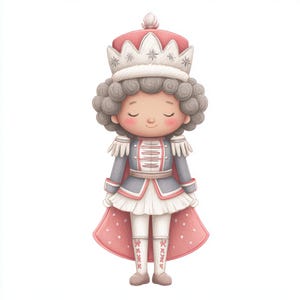 Arte de quebra-nozes, clipart de Natal, arte de soldadinho de brinquedo, decoração festiva, ícones de feriados, rei excêntrico, brinquedo de hortelã-pimenta, clipart de inverno, feriado retrô