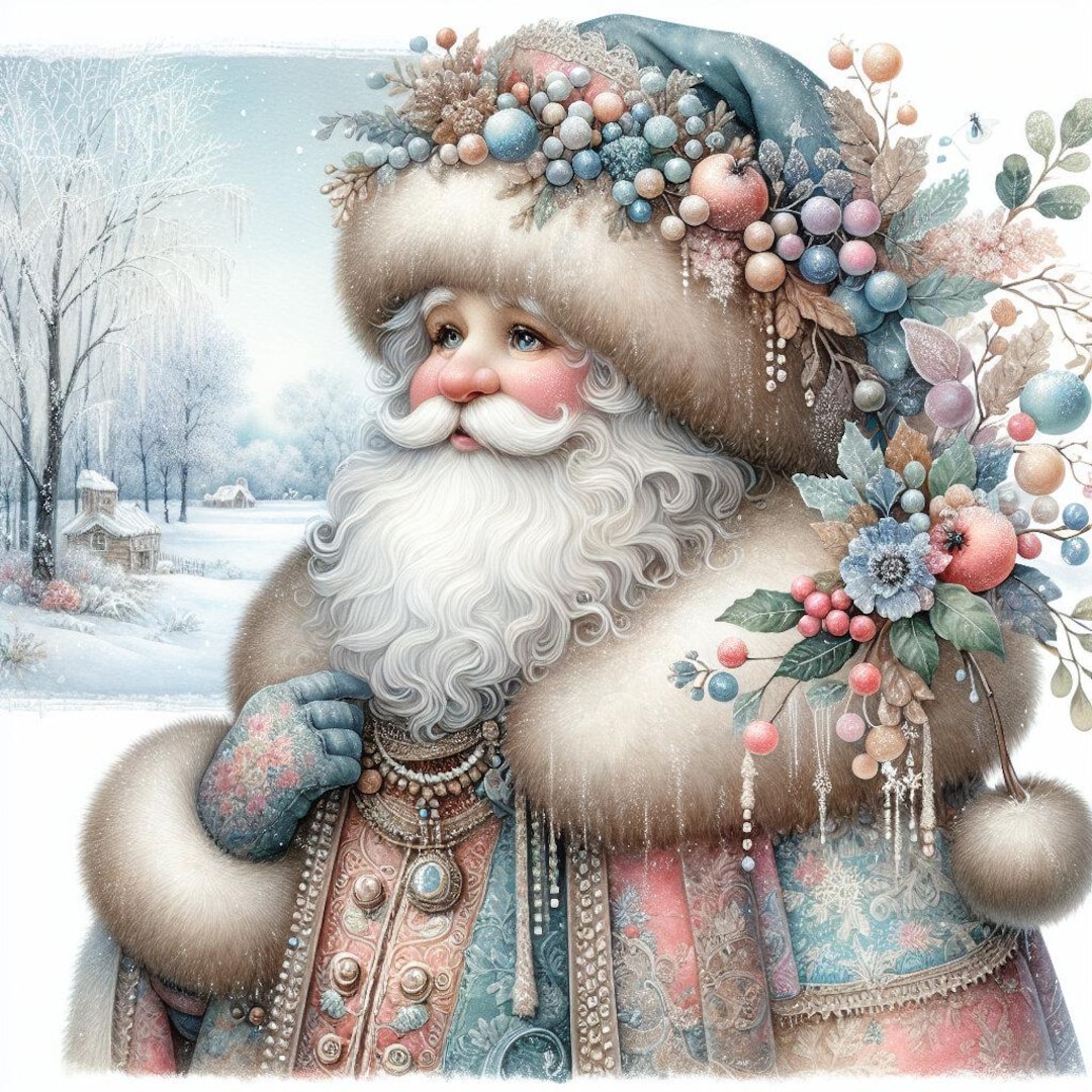 パープルサンタ　シーグラスアート／天然石／サンタクロース／クリスマス パープルサンタ シーグラスアート／天然石／サンタクロース／クリスマス