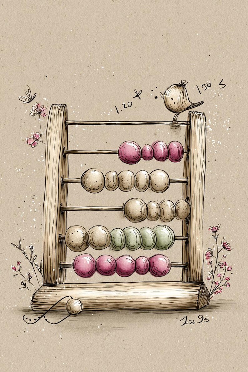 Abacus Drawing, Pastel Abacus, Kids Math Art, Counting Toy, Learn to ...