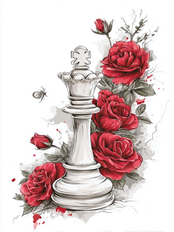 King Rose Drawing JEUXUS Blue Rose Canvas Wall Art Black And White