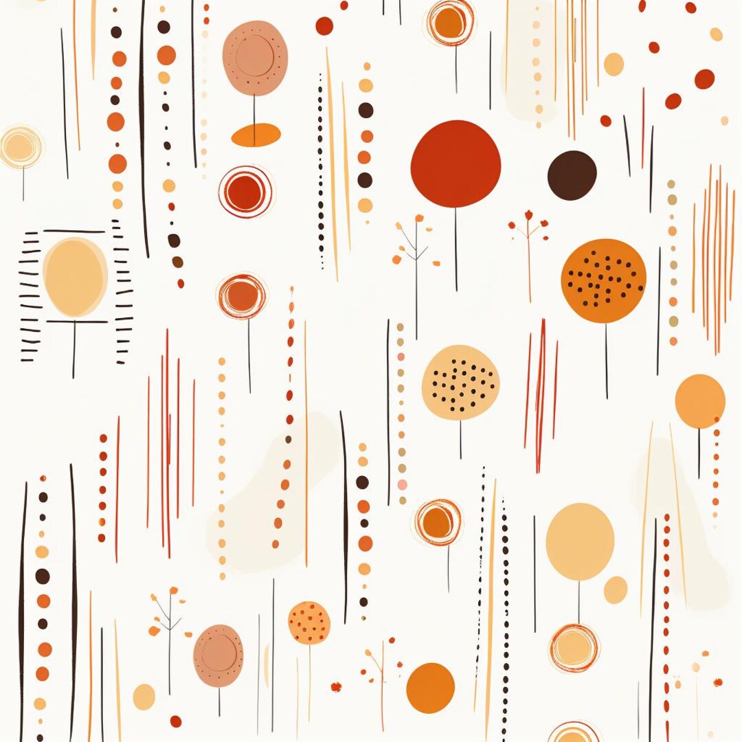 Abstract Scandinavian Folk Art Pattern | Mid-century Botanical ...